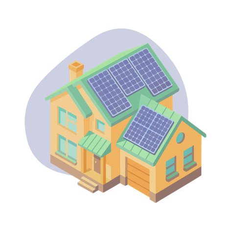 Vivienda con paneles solares en la cubierta